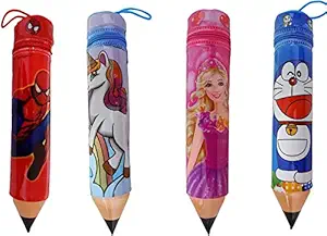 Pelo Pencil Pouch for Kids Pencil Shape Pouches for Girls and Boys Pencil Boxes,Pencil Cases Stationery Organiser Kit Multicolor (Set of 4) Pack of 1