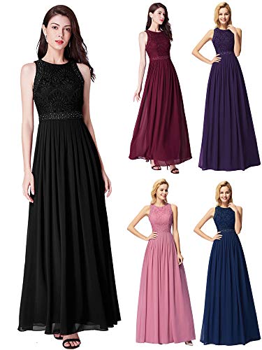 Ever-Pretty Vestido de Fiesta Noche Largo para Mujer Vestido de Fiesta Boda Ceremonia Negro 38