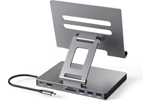 BKELHS iPad Pro USB C Hub Stand, Adapter for iPad Pro M4 M2 M1 13 12.9 11 Inch iPad Air Docking Station 4K 60Hz HDMI, PD, SD/TF Card Reader, 3 USB 3.0, 3.5mm Audio, iPad Accessories Samsung Tablet Dock