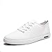 Produktbild ZHANSANFM Herren Unifarben Segeltuchschuhe Lace up Freizeit Flacheschuhe Leichte Outdoor Canvas Skateboardschuhe Fitness Trekking Halbschuhe Rutschfeste Gr.39-4441Weiß