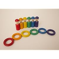 Set aus 6 kleinen Regenbogenfiguren und 6 Ringen in passender Farbe Montessori Waldorf Pikler Wichtel Regenbogenfiguren Regenbogen Sortieren