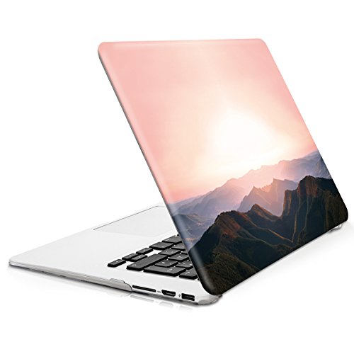 kwmobile Crystal Hülle für Apple MacBook Air 13″ (ab Mitte 2011) Hard Case – dünne durchsichtige transparente Schutzhülle Cover Tasche Berg Morgenröte Design Altrosa Schwarz Transparent - 5