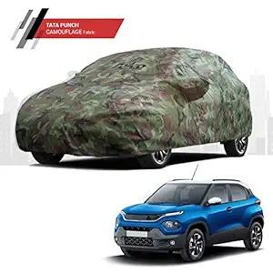 Polco Premium Custom Fitting Water Resistant Car Body Cover Compatible for TATA Punch with Mirror Pocket (Camouflage)