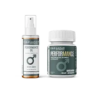 AADAR PerforMANce Pack | Ayurvedic Strength and Performance Booster for Men (60 Capsules) & Ayurvedic Power Oil for Men (30 ml)