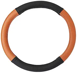 Semaphore Ring Type Car Steering Wheel Cover Black and Tan for Tata Tiago