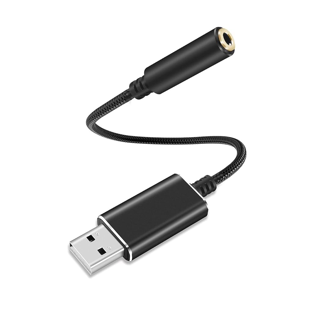 ZORBES® USB Sound Card USB to 3.5mm Jack Audio Adapter USB External Stereo Sound Adapter Converter for Laptop, PC, Compatible with PS5, PS4 Plug & Play No Drivers Needed