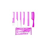 Pro Tip 6 piece College Hair Comb Kit in a Wallet - PINK