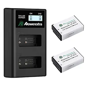 Powerextra 2 Pack Replacement Canon LP-E17 Battery and Dual USB Charger LCD Display for Canon EOS Rebel T6i, T6s, T7i, 750D, 760D, 8000D, Kiss X8i, 800D, 77D, 200D, EOS SL2, EOS M3, M5, M6 Camera