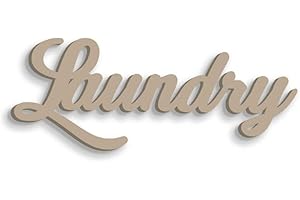 DECLEA Decorazione Murale da Bagno Laundry - Scritta in Legno Decorazione da Appendere alla Parete del Bagno Lavanderia - Complemento d'arredo Ornamenti in Legno per Il Bagno