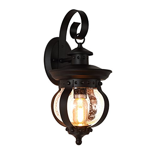 Preisvergleich Produktbild Industrie Retro Wandlampe Retro Wasserdichter Außenwandleuchte Schwarz Wandlampe Aluminiumguss Glas Lampe Gang Balkon GartenRetro WandleuchteE27 Dekoration Beleuchtung