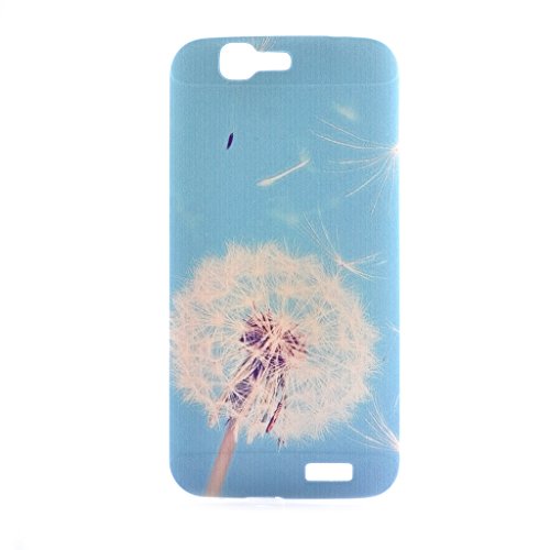PowerQ M-M Colorful Pattern TPU Case for Huawei Ascend G7 with Beautiful Pretty Pattern Print Printing Drawing Soft TPU Skin Case Cover - blue-white dandelion