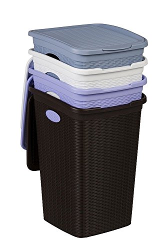 XL Wäschekorb im Rattan Design mit Klappdeckel und 50 Liter Volumen, B 37 x T 38 x H 54,5 cm, Farbe Braun - 3