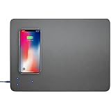 Qi Fast Wireless Charger, Portable PU Gaming Charging Mouse Pad Mat for Samsung Galaxy S8, iPhone X/8 (Grey)