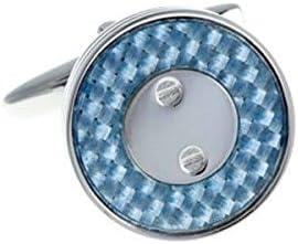 Screw Plated Blue Carbon Fibre Cufflinks