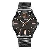 Herren Minimalistische Armbanduhr Business Analog Quarz Edelstahl Schlank Schwarz Ultradünne Wasserdichte Mesh Band Uhren Langlebiges Design, Minimalistisch, Geschenk,B
