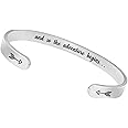 KASTWAVE Bracelets for Women, C-Shape Cuff Bracelets Adjustable Minimalist Bangles for Women Girls Motivational Birthday Cuff Friendship Bangle