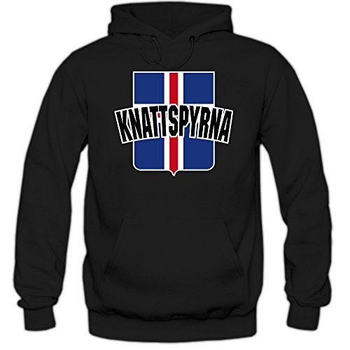Island EM 2016 #10 Kapuzenpullover | Fußball | Herren | Knattspyrna | Wikinger | Trikot | Nationalmannschaft © Shirt Happenz, Farbe:Schwarz (Black F421);Größe:S