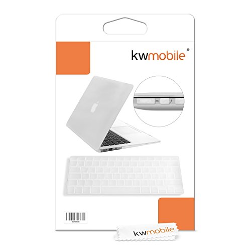 kwmobile 3in1 Set: Crystal Hülle für Apple MacBook Air 13″ (Modelle ab Mitte 2011) Hard Case – transparente 2-teilige Schutzhülle Cover Tasche in Transparent + 12er Staubschutz-Set + Keyboard Skin Tastaturschutz - 7