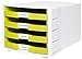Produktbild HAN Schreibtisch-Schubladenbox Impuls Stapelbare Sortierablage (mit 4 großen Schubladen für DIN A4/C4 inkl. Beschriftungsschilder, 29,4 x 36,8 x 23,5 cm (BxTxH)) lemon/weiß