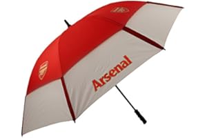 PREMIER LICENSING ARSENAL FC TOURVENT DOUBLE-CANOPY GOLF UMBRELLA. RED/WHITE