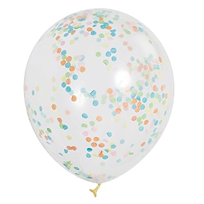 Unique Party - 49615 - Paquet de 6 Ballons Confettis - 30 cm - Couleur Vive