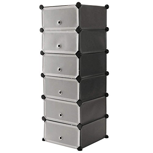 Preisvergleich Produktbild PrimeMatik - Schuhschrank Stufenregal Modular Garderobenschrank 6-Kubus 17x35cm Schwarz