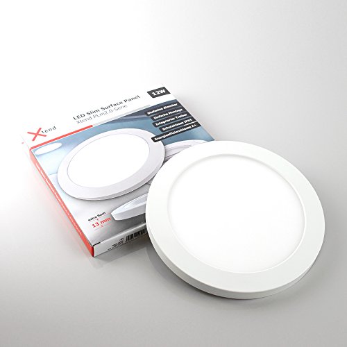 LED Panel 12W ultraslim Deckenleuchte rund Ø180mm mit integriertem Netzteil! warmweiß 3000K, extra flach 13mm, stufenlos dimmbar inkl. Montageleiste IP65 TÜV - 2