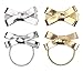 Price comparison product image Girls PU Leather Bow Clip and Bow Ponytail Holder Set Golden/Silver 4 PCs