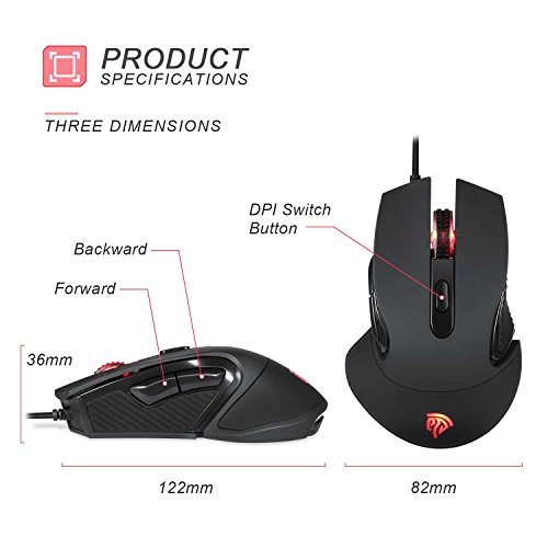 EasySMX Gaming RGB Mouse  GM-787 Rat  n para Gaming con   ptico 5000DPI  Iluminaci  n RGB  y 5 Botones Programables para Juegos Oficina  Negro 