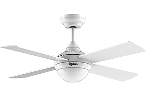 Ovlaim Ventilatore da Soffitto da 122 cm con Led Luce (3 colori) e Telecomando (6 velocità), motore DC a silenzioso e risparmio energetico, adatto per l'estate e l'inverno - Bianco