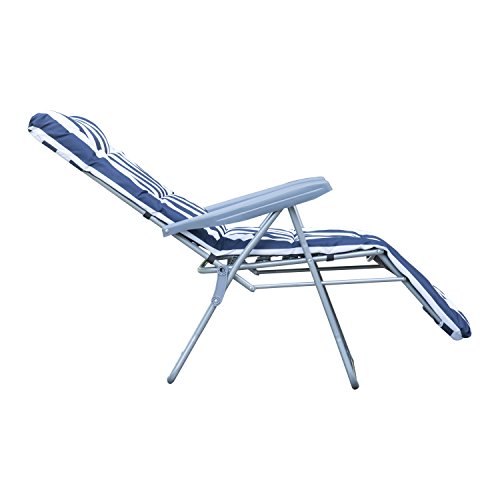Outsunny 2 x Klappstühle Gartenstuhl Sonnenliege Armlehne klappbar 5 Positionen Auflage, blau, 58x90x110 cm, 01-0712 - 