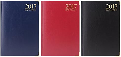 Tallon A5 DAY A PAGE DAP 2017 Diary with Full Page for Saturday &amp; Sunday Exec Padded Metal Corner Gilt (Blue x 1)