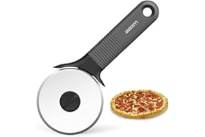 Luxear Roulette Pizza Professionnel, Couteau de Pizza avec Poignée en Silicone Lame en Acier Inoxydable Retirable avec Cache de Protection, Découpe Pizza Tarte Pâte Pâtisserie, Noir