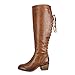 Produktbild Sannysis Stiefeletten Damen Elegant Leder Schnürschuhe High Heels Stiefel Winter Knie Stiefel Wasserdichte Schnürstiefel Schwarz Braun