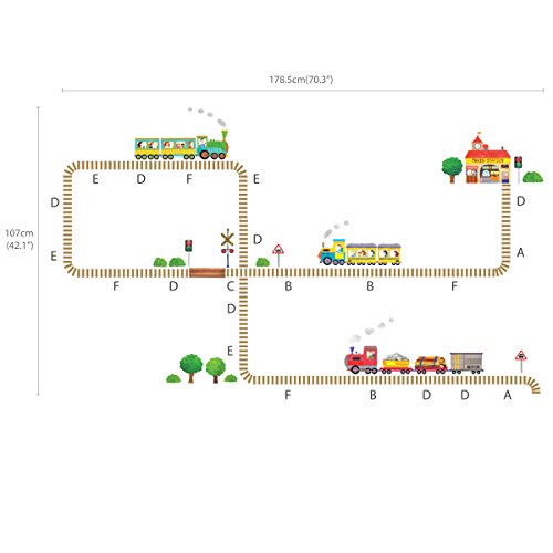 Decowall DW-1504 Züge & Gleise Wandsticker Wandaufkleber Wandtattoo Kinderzimmer - 7