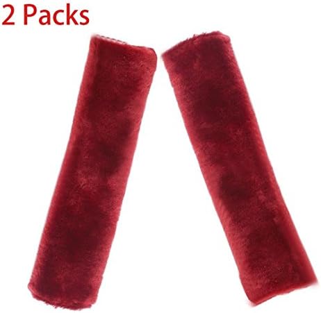 Soft Faux Sheepskin Seat Belt Shoulder Pad- HLZDH Two Pack Plush Car Seat Belt Shoulder Pads Cover- A Must Have for All Car Owners for a More Comfortable Driving (red)