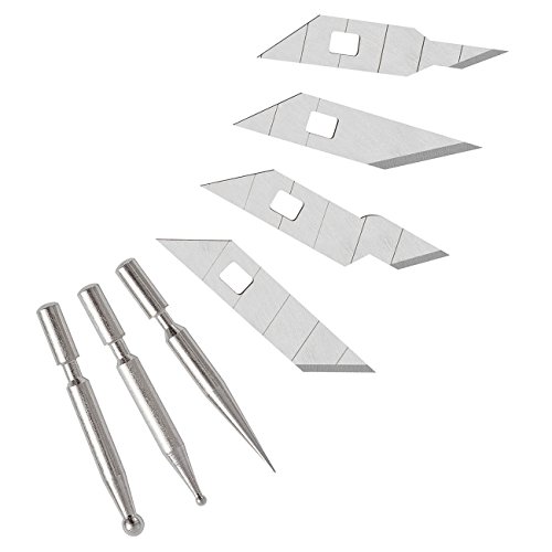 Wedo 78730 Bastelwerkzeug-Set (mit Druckknopffunktion Comfortline, inklusive 5 Präzisionsklingen, 1 Stechahle und 2 Prägestifte, mit Klingenbox) grün/weiß - 3