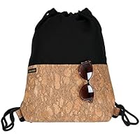 Turnbeutel schwarz / Kork / Gym Bag / Festival Bag / gefüttert / zwei Außentaschen