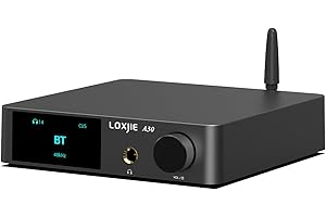 LOXJIE A30 stacjonarny stereofoniczny wzmacniacz mocy i wzmacniacz słuchawkowy,układ DAC ES9023,wzmacniacz klasy D Infineon MA12070,wejście USB/optyczne/koncentryczne/RCA/Bluetooth 5.0 z pilotem(szary