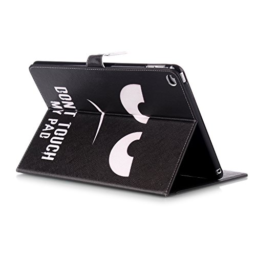 iPad mini 4 Handyhülle – Felfy Slim Full Body Don’t Touch my Pad Black Auge Muster PU Case Cover Etui Schutz Hülle Tasche für Apple iPad mini 4 + 1x Eule Anti Stöpsel + 1x Schwarz Stylus - 4