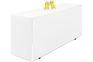 Teruntrue Biertischhusse Weiß Biertischhusse für Bierzeltgarnitur, 220 x 50 cm, blickdichte Polyester-Biertischhusse, waschbare Tischhusse für Bankette im Freien (Weiß)