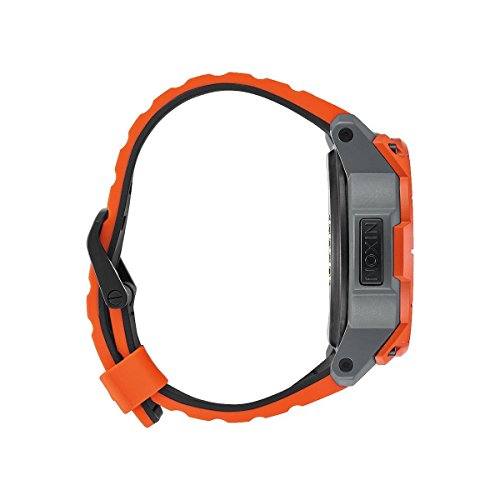 Nixon Men's Quartz Smartwatch with Multicolour Dial Analogue/Digital Display and Orange Silicone Strap A1167-2658-00