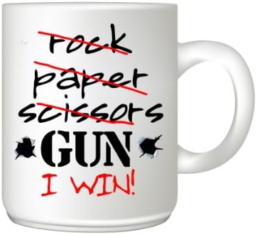 Rock Paper Scissors Gun. I Win! Coffee Mug - Coffee &amp; Tea Mug - Great Gift for Gun Lovers - 11 oz Ceramic Mug