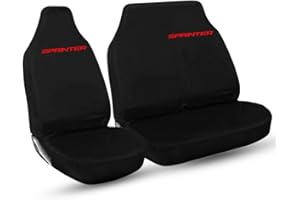 Tee AutoCare For Mercedes Sprinter - Heavy Duty and Water Proof Durable Nylon Driver Passenger with Sprinter Logo Van Front Seat Cover Protectors - 2+1 Front (Red Logo)