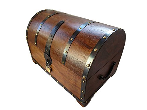 EJGS Schatzkiste Holzkiste Holzbox Truhe mit Schloss Aufbewahrungsbox Box Schatztruhe (30x20x20 cm)