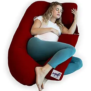 Blue Horse Microfiber Solid Modern U Shape Maternity/Pregnancy Pillow for Pregnant Women - Pack of 1 (Maroon)