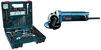 Bosch GWS 600 Professional Angle Grinder (Blue) with GSB 600 RE 13mm 600 Watt Smart Drill Kit