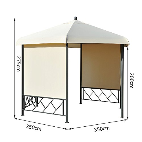 Outsunny® Pavillon Gartenpavillon Gartenzelt Partyzelt Festzelt Zelt 6-eckig, Metall+Polyester, Beige, 350x350x275cm - 4