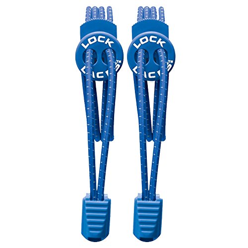 LOCK LACES - Cordones de zapatos de Sintético Unisex adulto, color Azul, talla Talla única