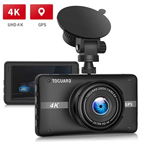 TOGUARD Dash Cam UHD 4K Telecamera per Auto con GPS Videoregistrator 3 '' LCD Obiettivo Grandangolare 170 °con Modalità parcheggio 24 ore, G-Sensor, Registrazione in loop, salvaschermo